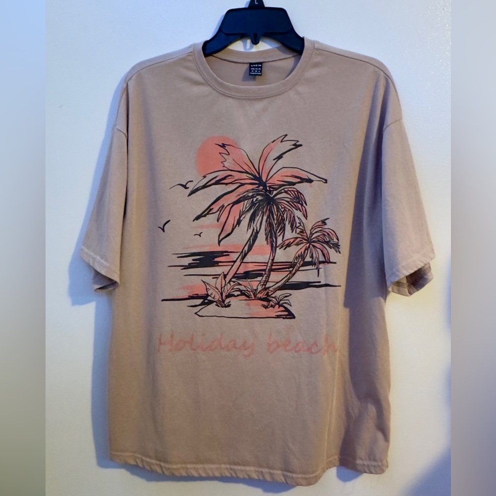 SHEIN Tan Tropical Graphic Tee